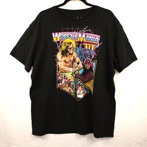 WWE Men T-Shirt XL Black Wrestlemania IV Ultimate Warrior Randy Macho Man Savage